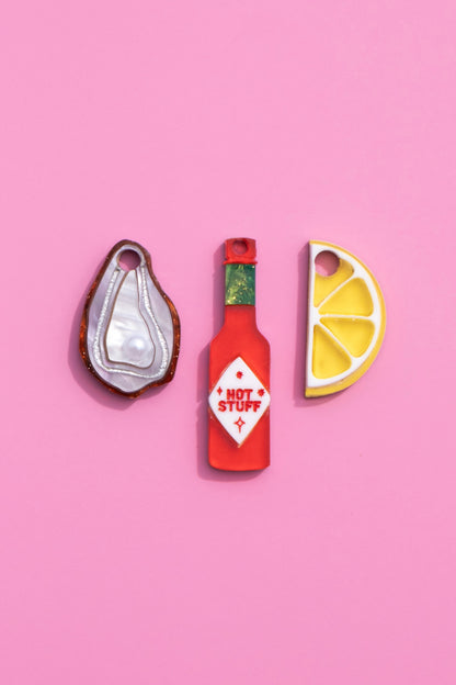 Oyster, Lemon & Hot Sauce Hoop Earrings | Food Jewellery