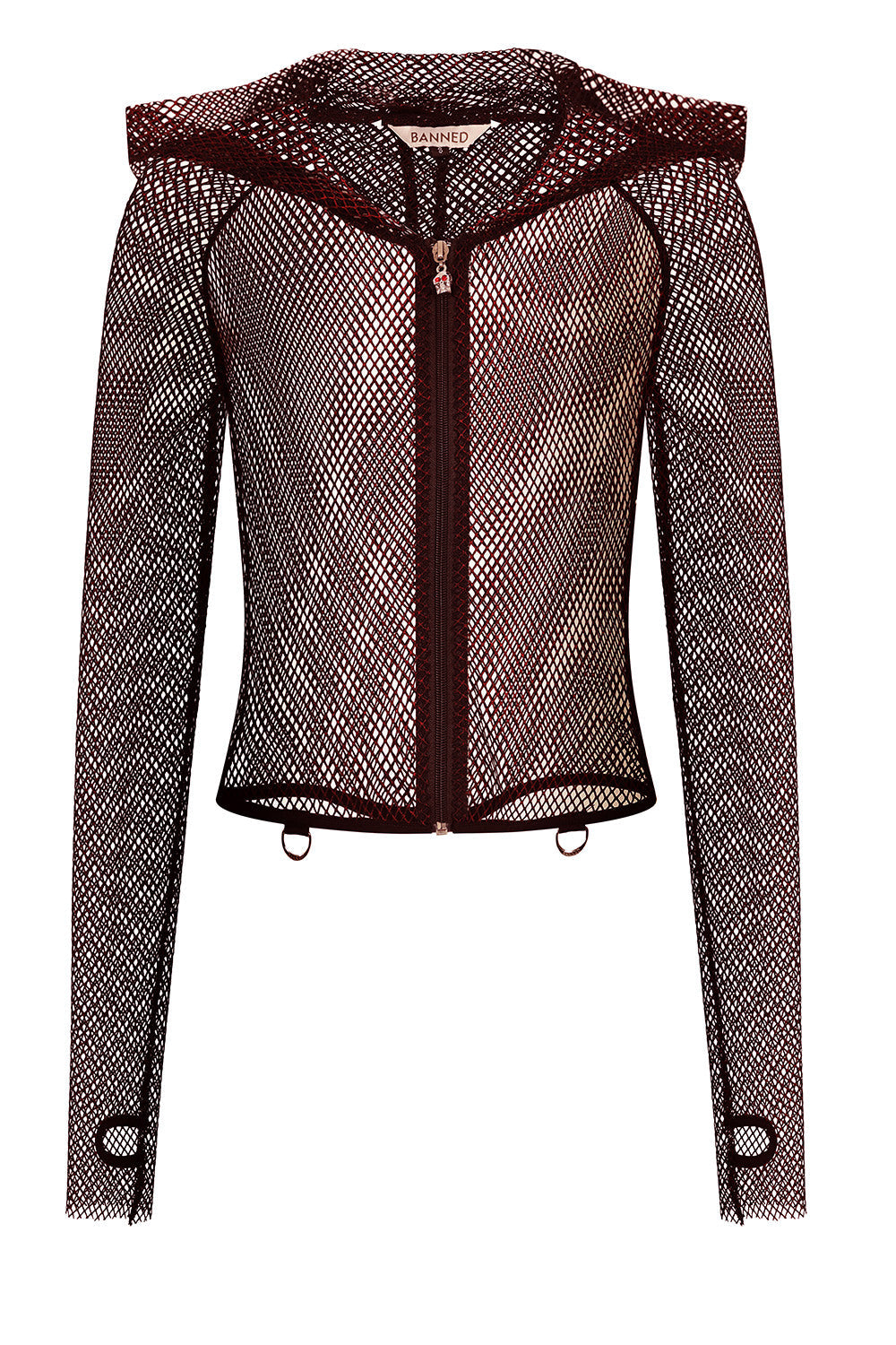 Red Metallic Fishnet Rave Hoodie | Banned Apparel