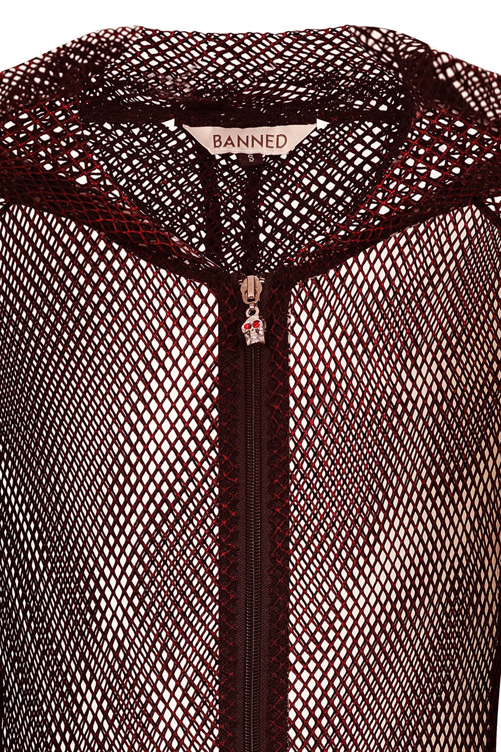 Red Metallic Fishnet Rave Hoodie | Banned Apparel