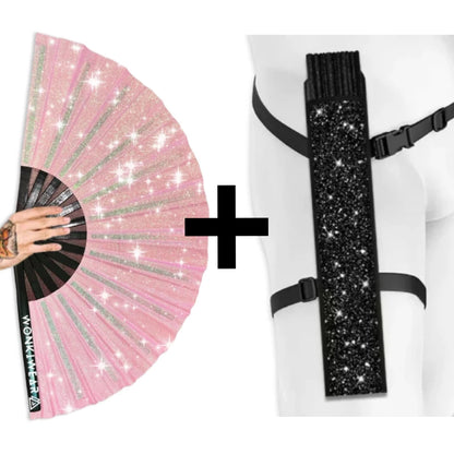 Light Pink Glitter XL Festival Fan