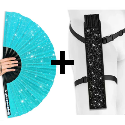 Turquoise Glitter XL Festival Fan