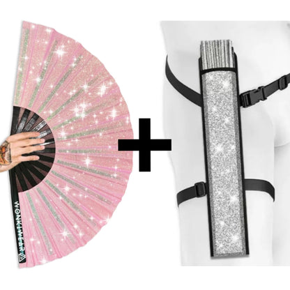 Light Pink Glitter XL Festival Fan