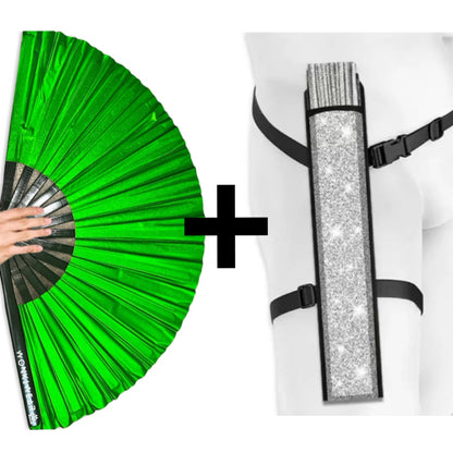 Green Shimmer Metallic XL Festival Fan