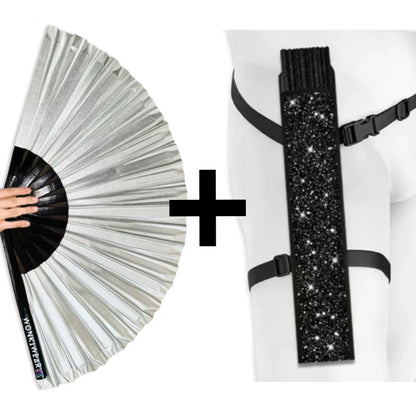 Silver Shimmer Metallic XL Festival Fan