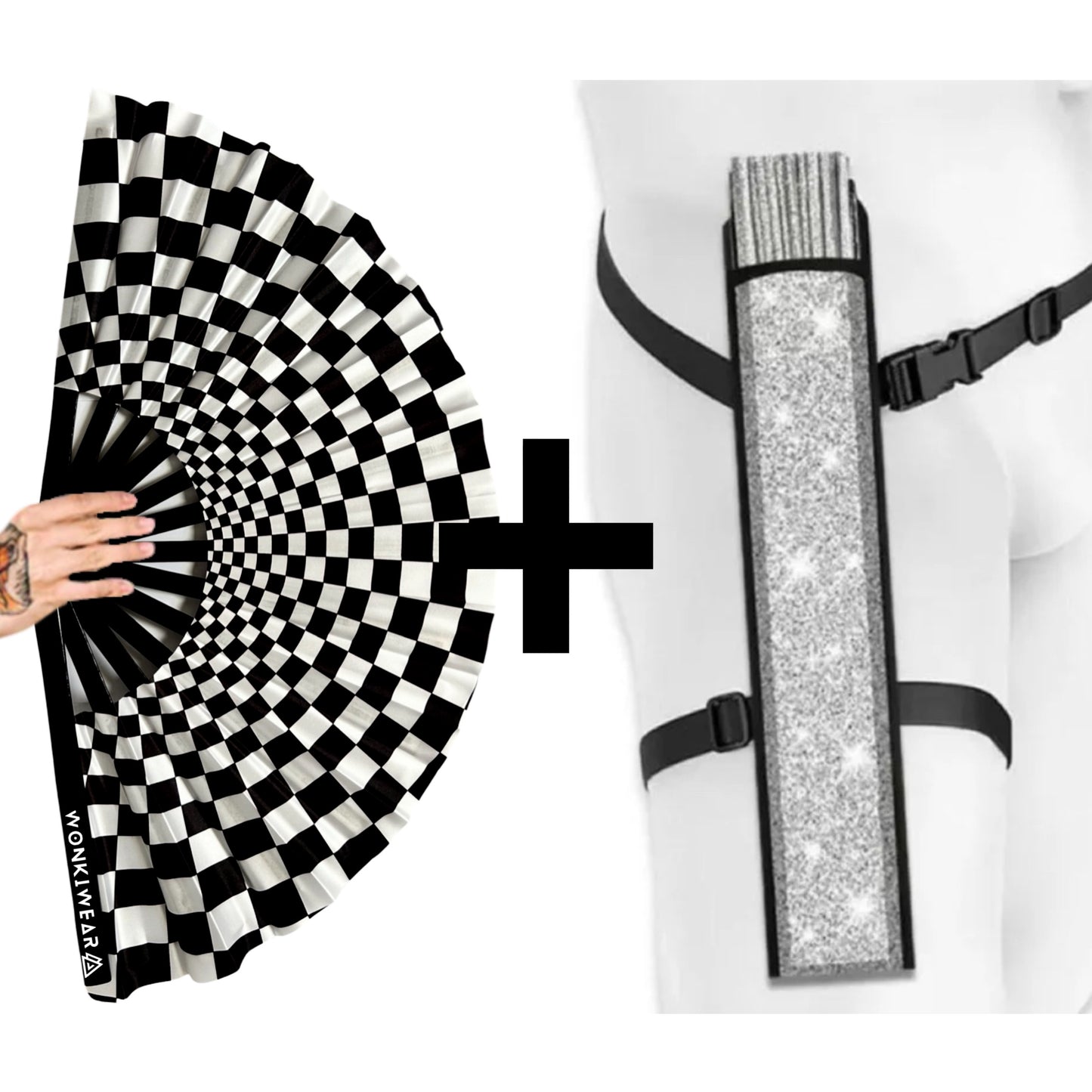 XL Festival Fan - Black & White Chequered Flag
