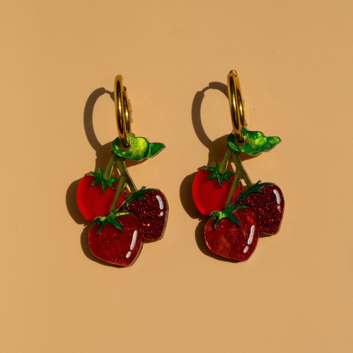 Tomato Vine Hoop Earrings | Food Jewellery