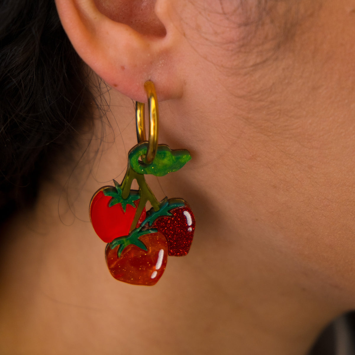 Tomato Vine Hoop Earrings | Food Jewellery
