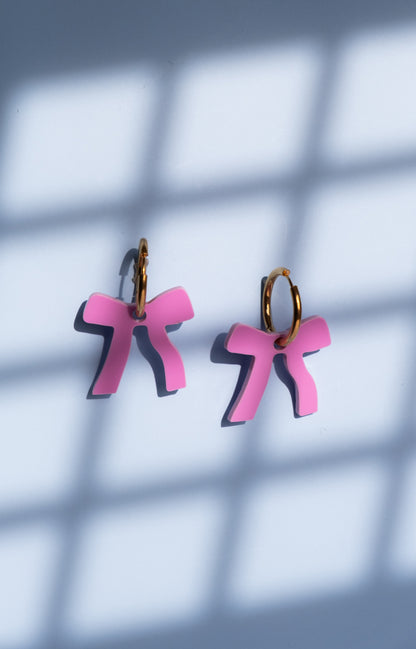 Pink Bow Hoop Earrings | Bow Jewellery