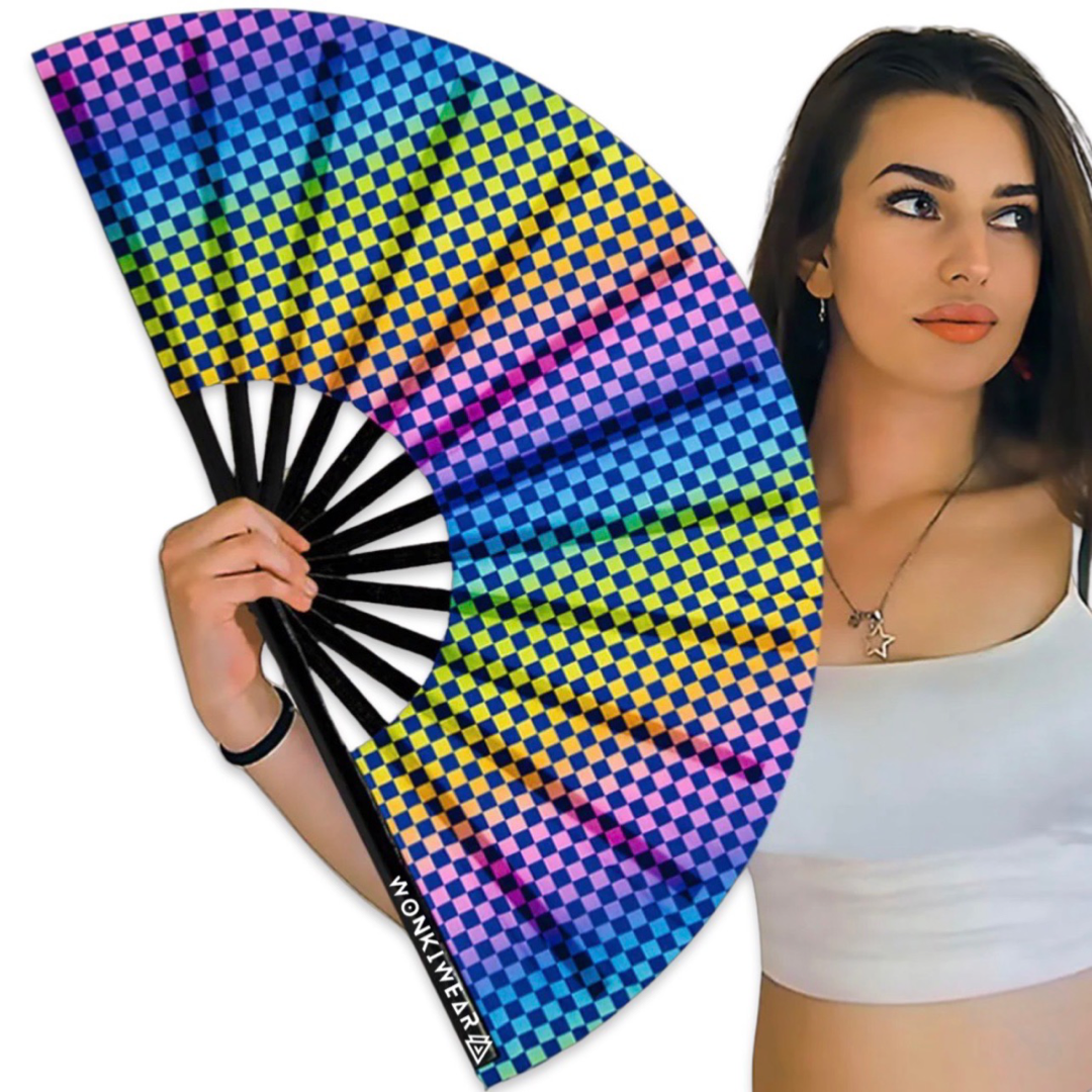 XL Festival Fan - UV Reactive, Chequered Wanna Race