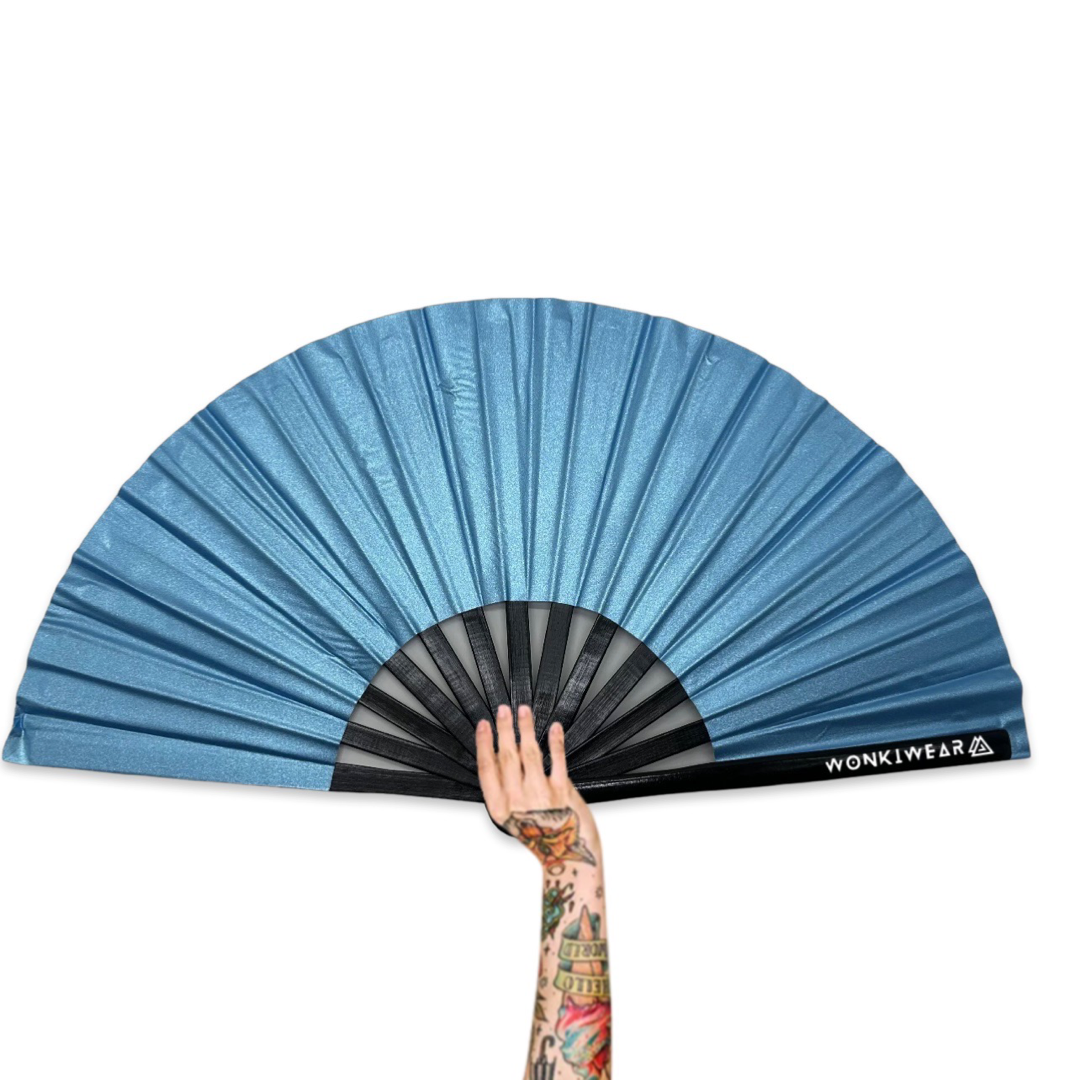 XL Festival Fan - Shimmery Metallic, Sky Blue