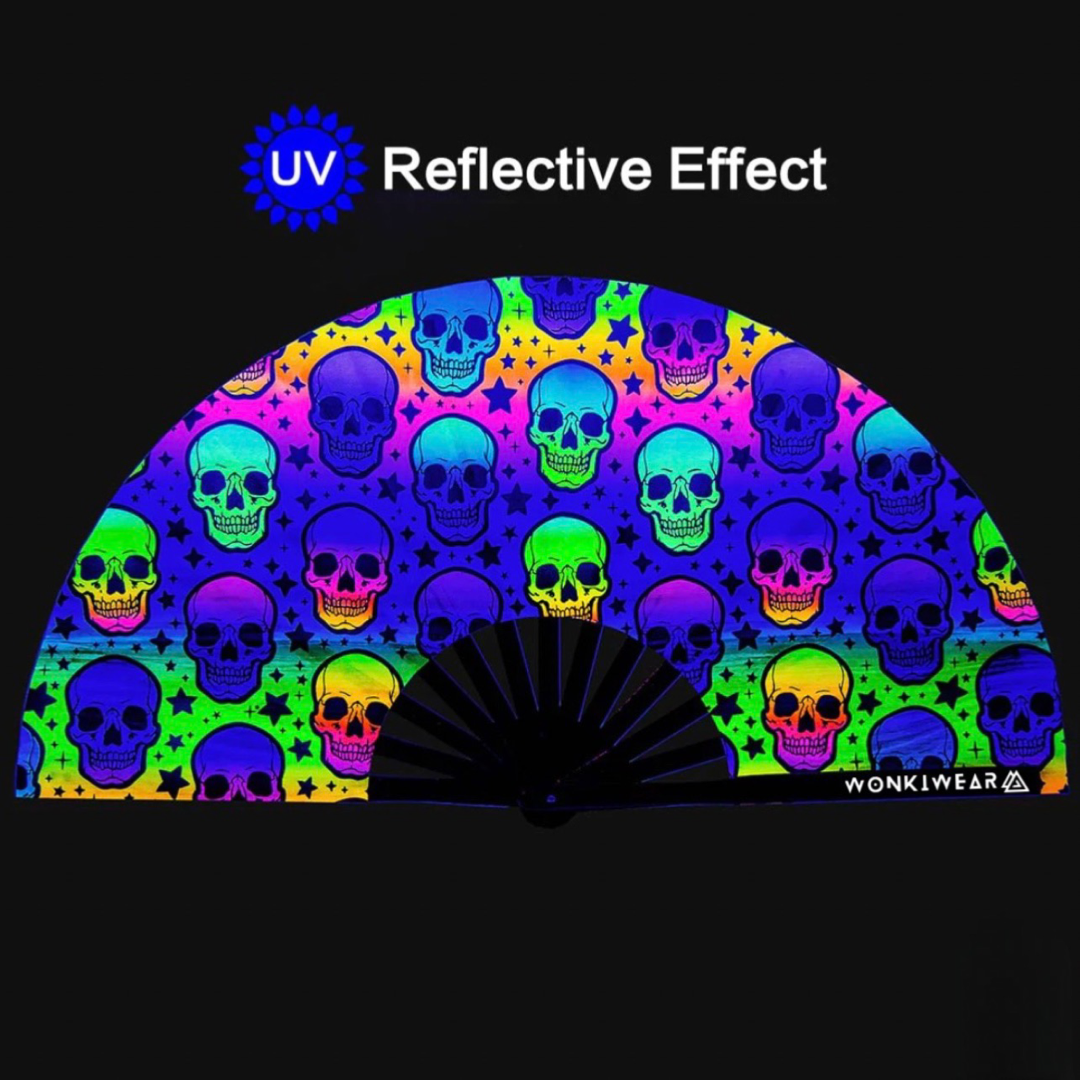XL Festival Fan - UV Reactive, Skulls Trick or Treat