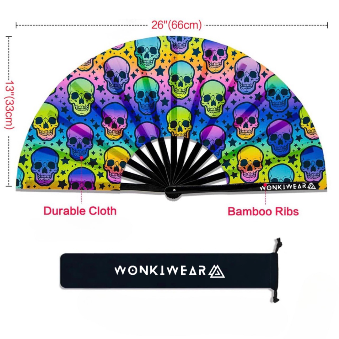 XL Festival Fan - UV Reactive, Skulls Trick or Treat