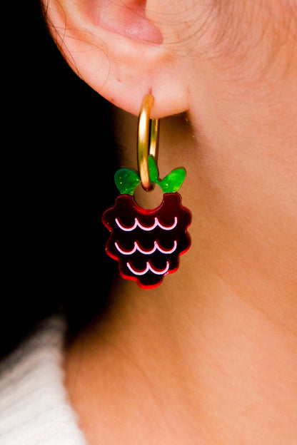 Berry Hoop Earrings | Asymmetrical Fruit Jewellery