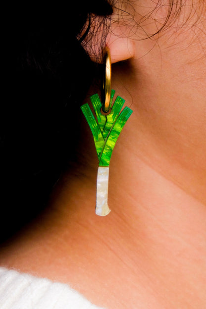 Leek Hoop Earrings | Quirky Food Jewellery