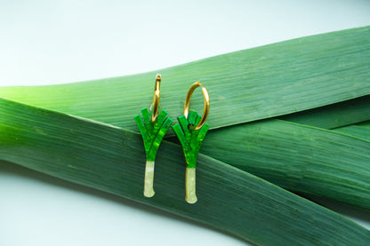 Leek Hoop Earrings | Quirky Food Jewellery