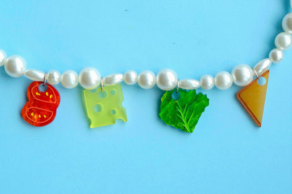 Sandwich Pearl Necklace | Food Statement Jewellery