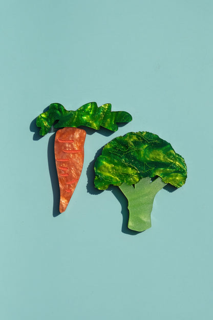 Broccoli & Carrot Veggie Hair Clips - Set of 2 | Food Hair Accessories