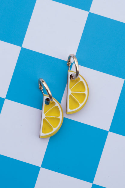 Lemon Slice Hoop Earrings | Fruit Jewellery