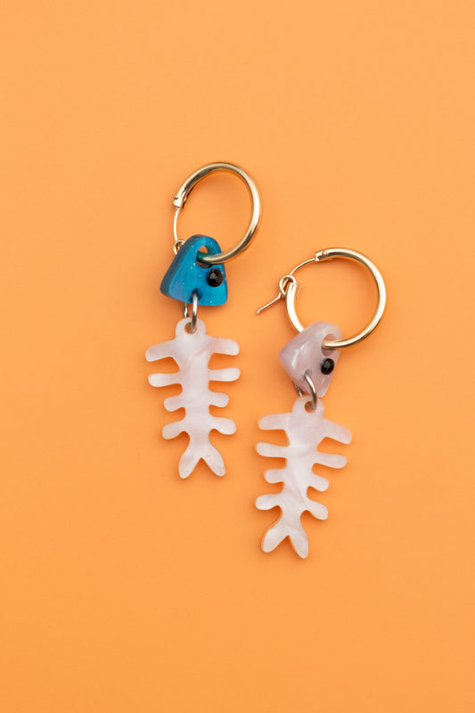 Fish Skeleton Hoop Earrings | Quirky Statement Jewellery