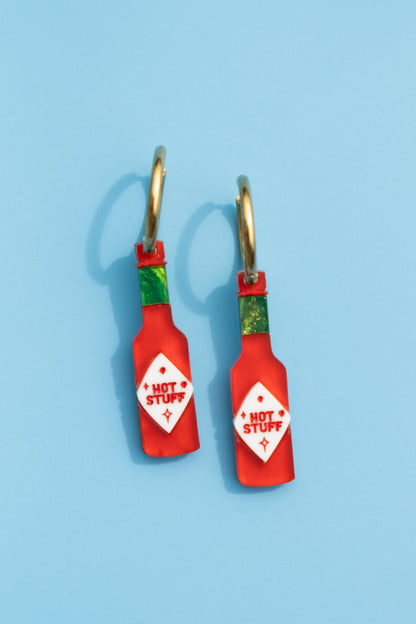 Hot Sauce Hoop Earrings | Food Statement Jewellery