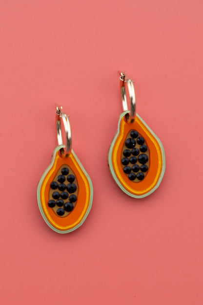 Papaya Hoop Earrings | Tropical Fruit Jewellery