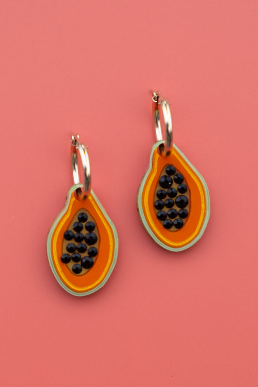 Papaya Hoop Earrings | Tropical Fruit Jewellery