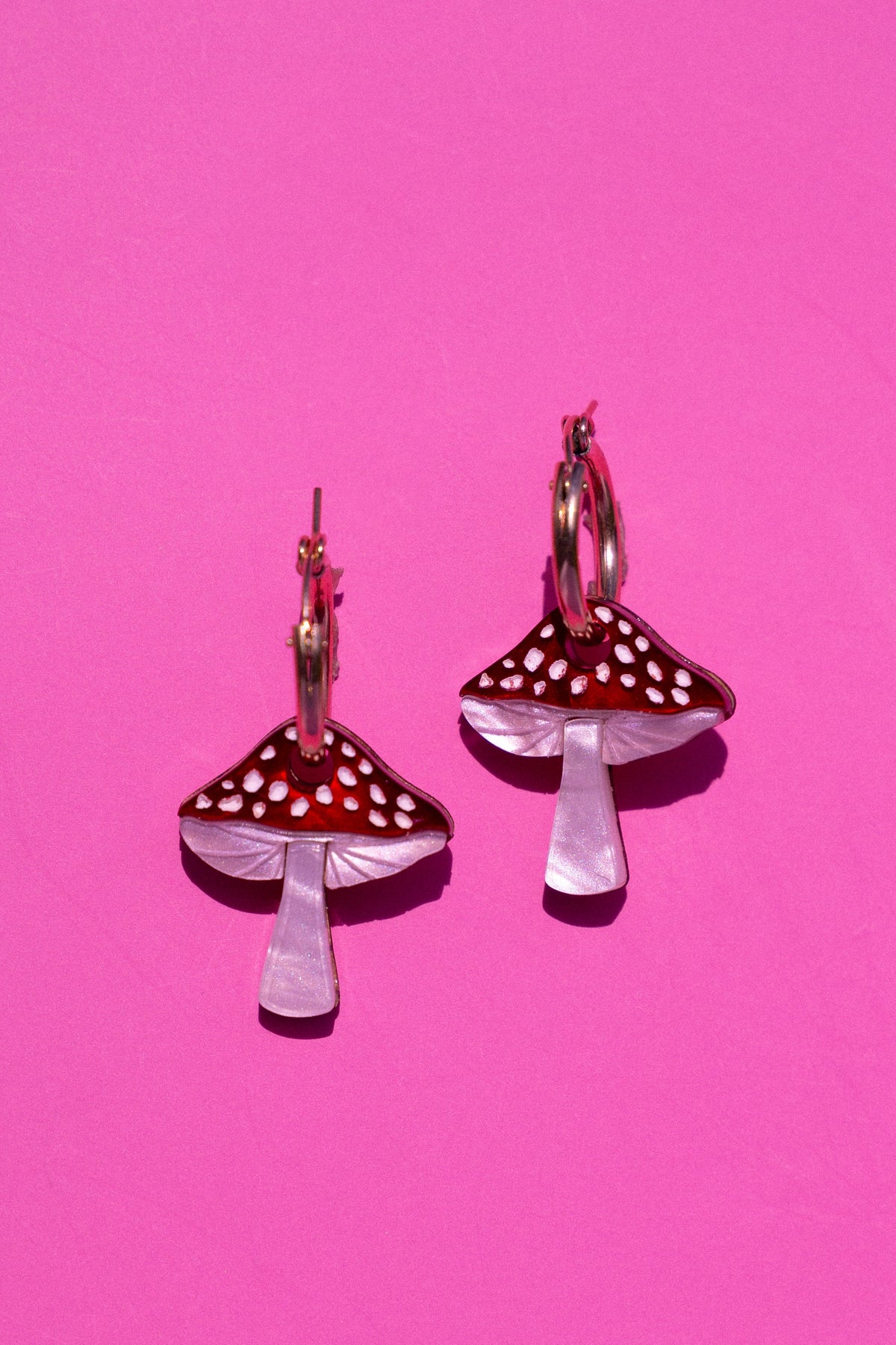 Red Mushroom Hoop Earrings | Whimsical Statement Jewellery