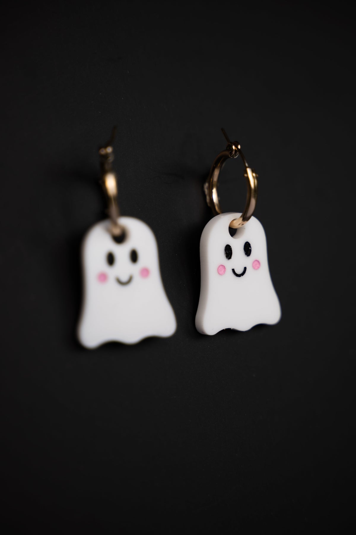 Cute Happy Ghost Hoop Earrings | Halloween Jewellery