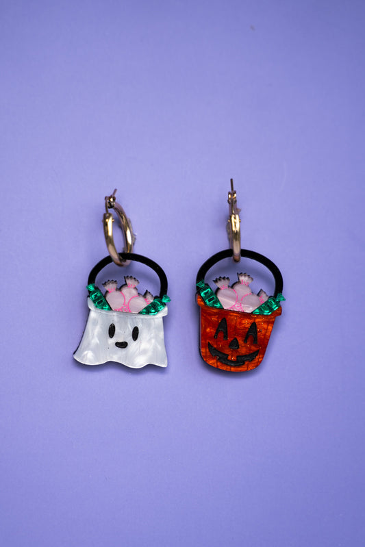 Halloween Candy Bucket Hoop Earrings | Halloween Jewellery