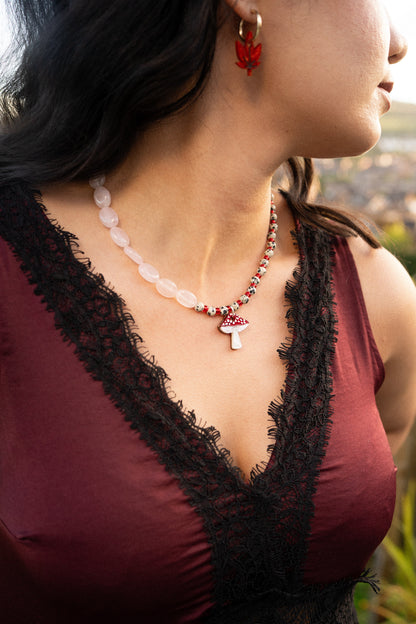 Mushroom Forest Beaded Necklace | Woodland Statement Jewellery