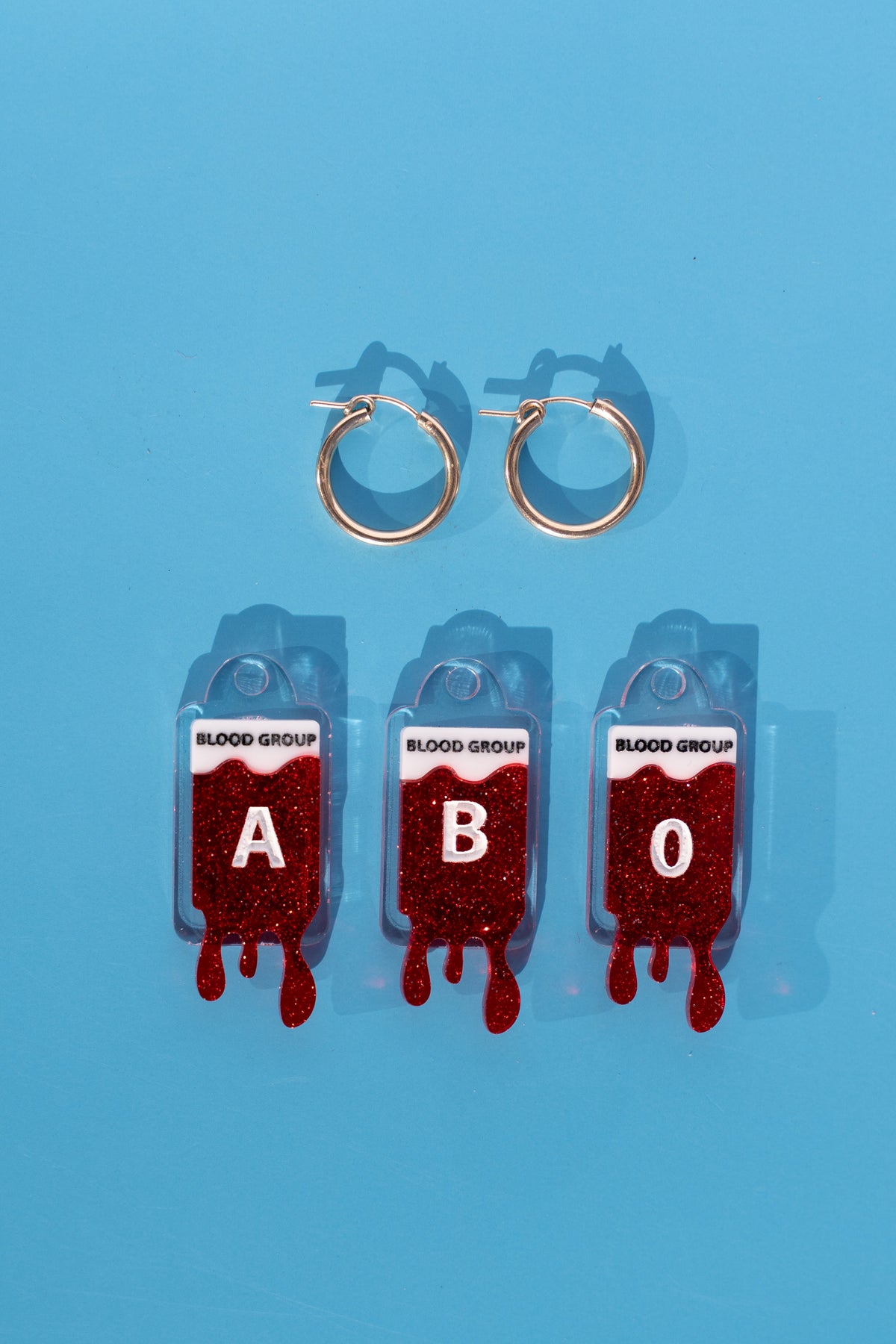 Blood Bag Hoop Earrings | Blood Type Jewellery