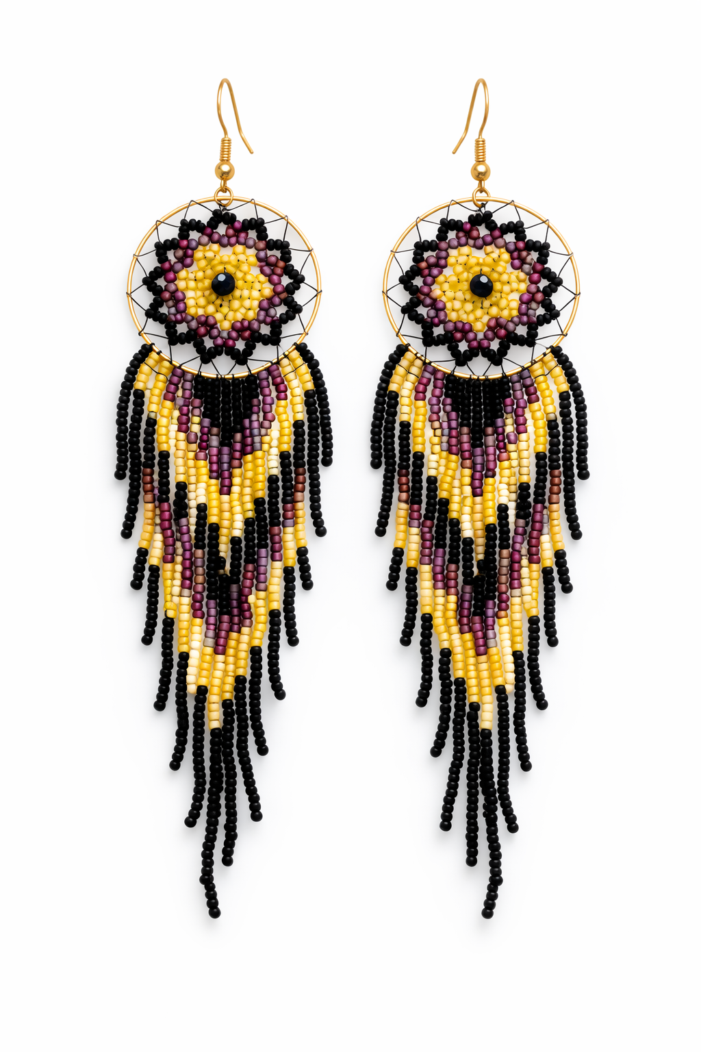 Beaded Dream Catcher Fringe Earrings