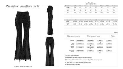 Black Tassel Flare Rave Trousers | Punk Rave