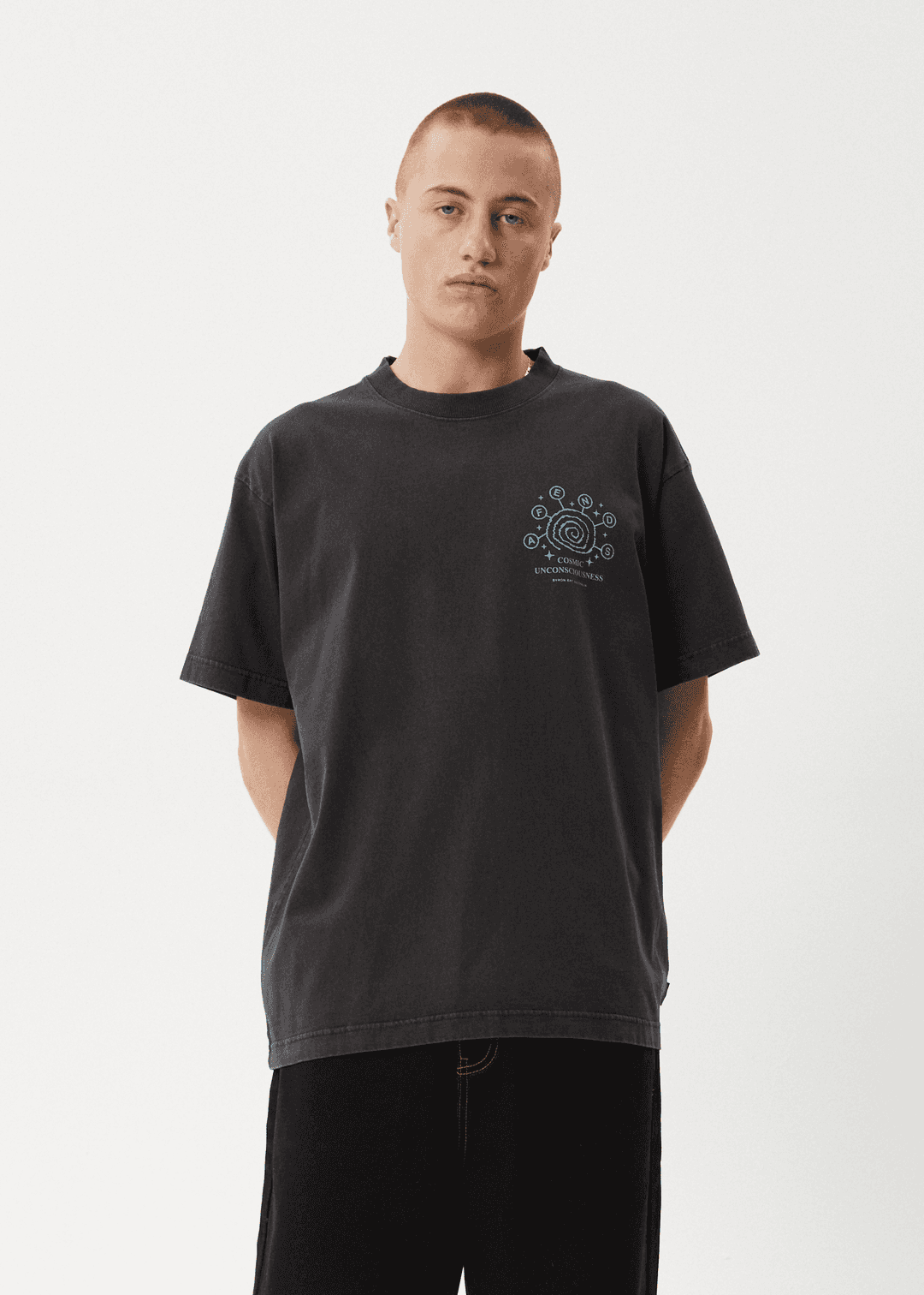 AFENDS Cosmic Con Boxy T-Shirt – Stone Black