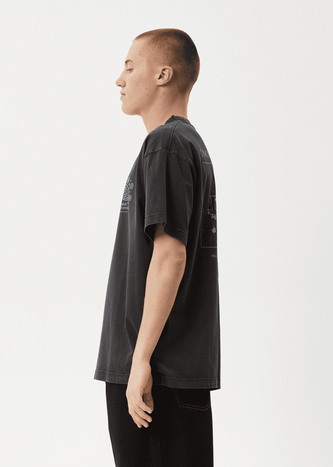 AFENDS Cosmic Con Boxy T-Shirt – Stone Black