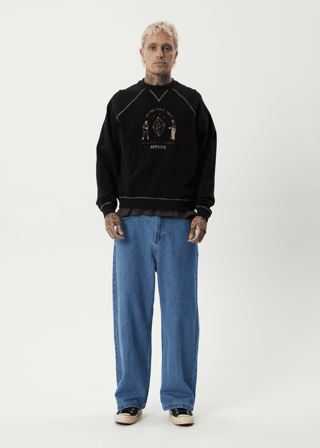 AFENDS Dance Party Crew Neck Sweatshirt – Black