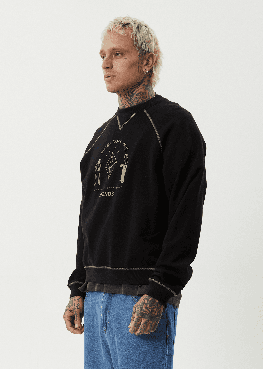 AFENDS Dance Party Crew Neck Sweatshirt – Black