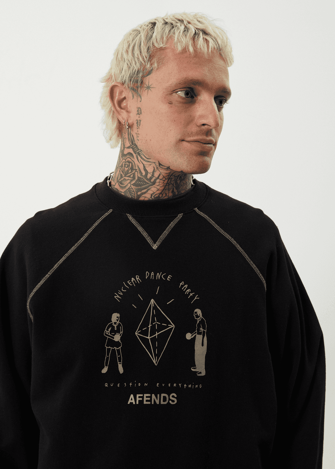 AFENDS Dance Party Crew Neck Sweatshirt – Black