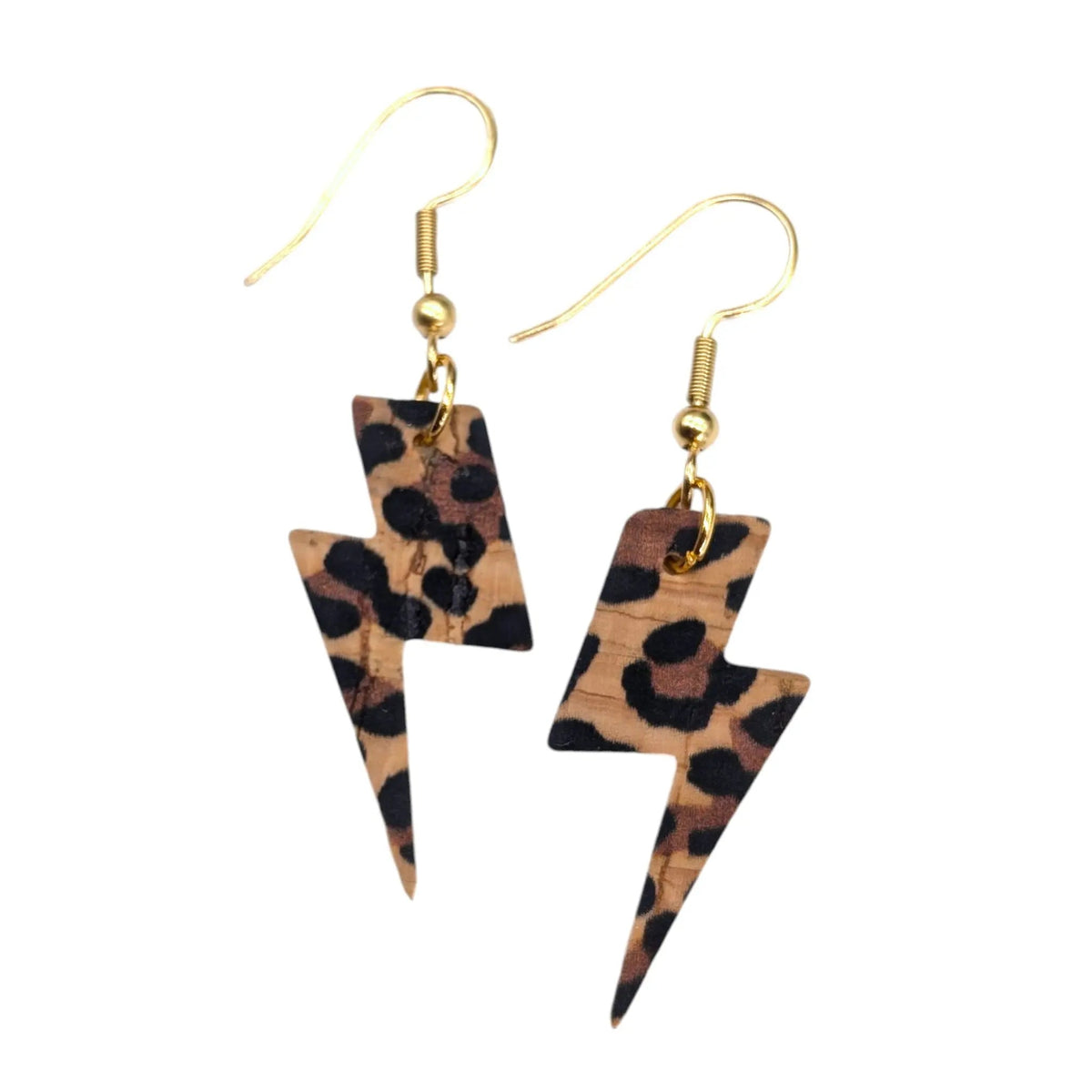 Mini Leopard Lightning Bolt Earrings | Statement Cork Jewellery