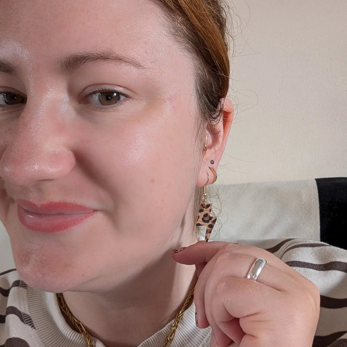 Mini Leopard Lightning Bolt Earrings | Statement Cork Jewellery
