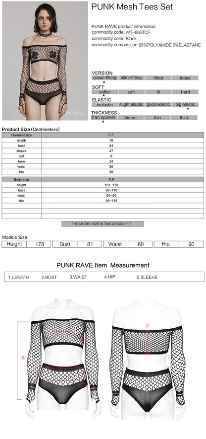 Black Fishnet Rave Co-ord Set | Punk Rave