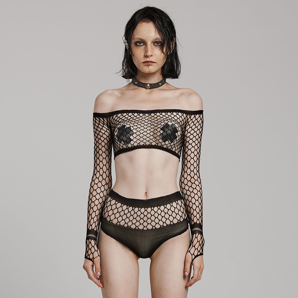 Black Fishnet Rave Co-ord Set | Punk Rave