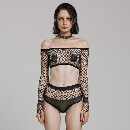 Black Fishnet Rave Co-ord Set | Punk Rave
