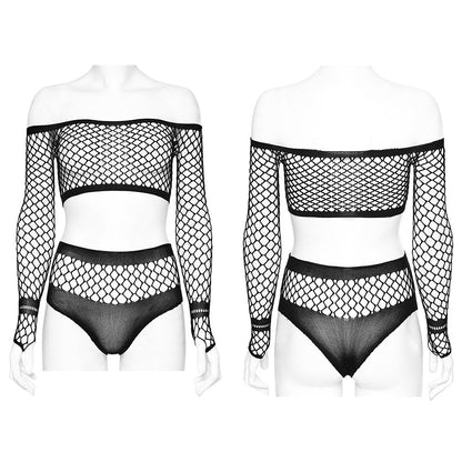 Black Fishnet Rave Co-ord Set | Punk Rave