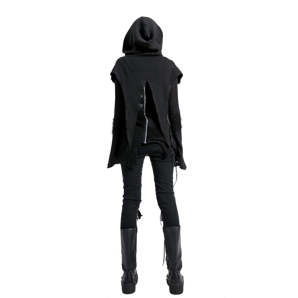 Black Hooded Rave Poncho | Punk Rave