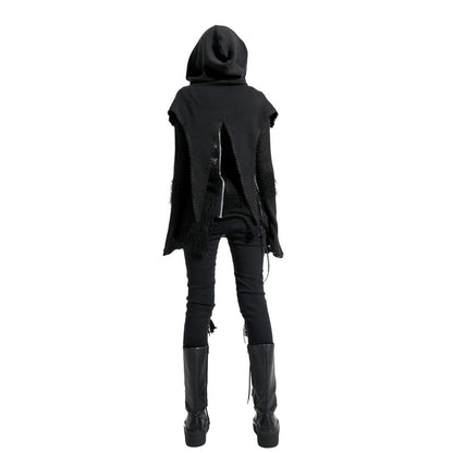 Black Hooded Rave Poncho | Punk Rave