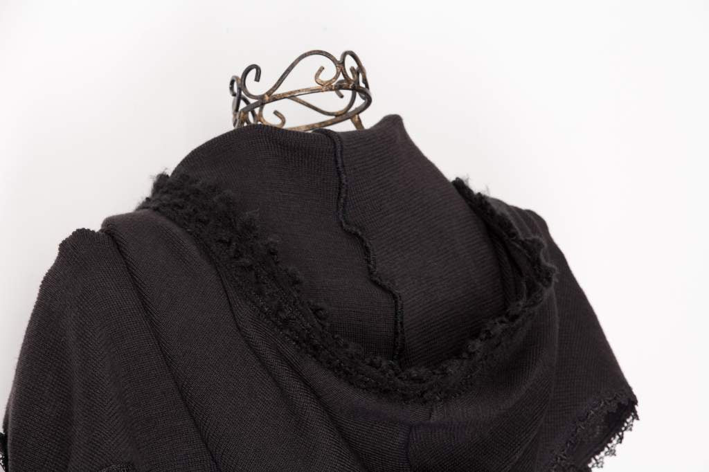 Black Hooded Rave Poncho | Punk Rave