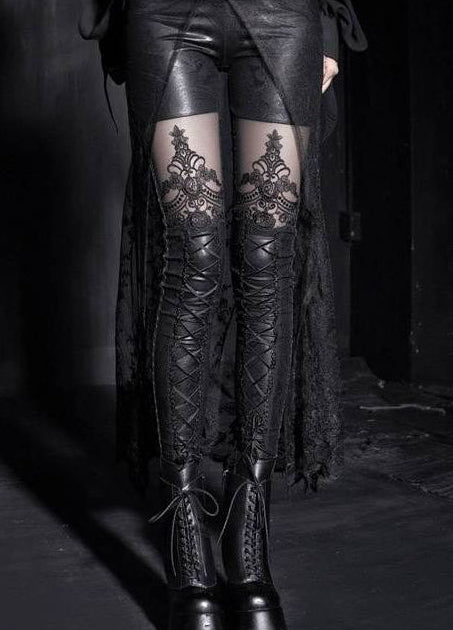 Black Mesh Panel Rave Leggings | Punk Rave
