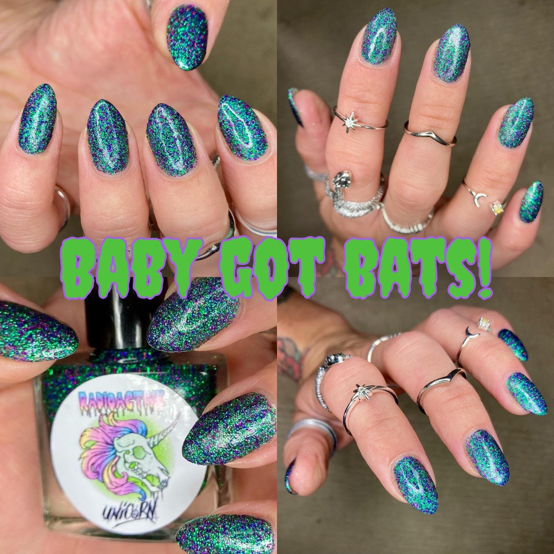 Radioactive Unicorn Baby Got Bats Glitter Nail Polish