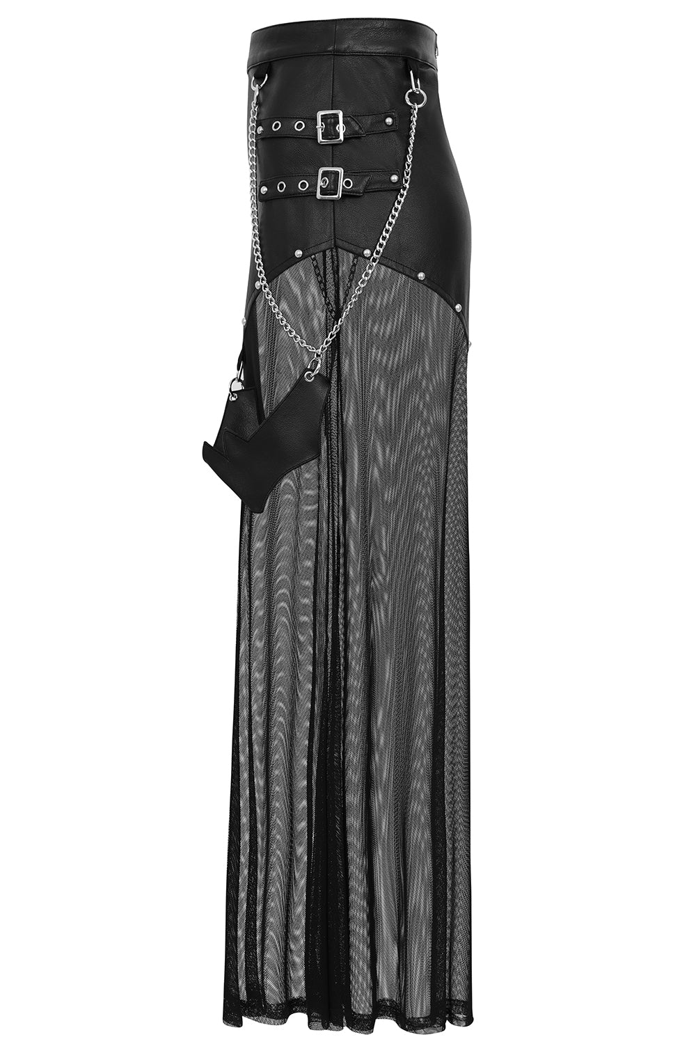 Black Faux Leather Mesh Rave Skirt | Banned Apparel